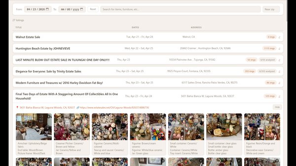 Estate Sale Image Recognition Catalog
